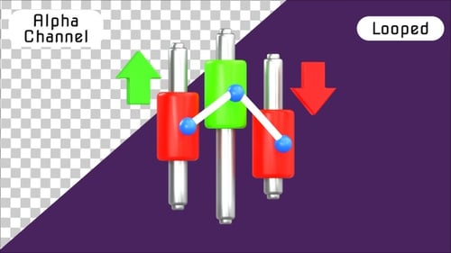 3D Candlestick Stock Market Chart Animation | Alpha Channel