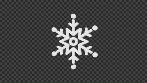 Animated 3D White Snowflake Rotation Loop