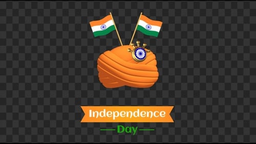Patriotic Indian Independence Day Turban and Flag Animation