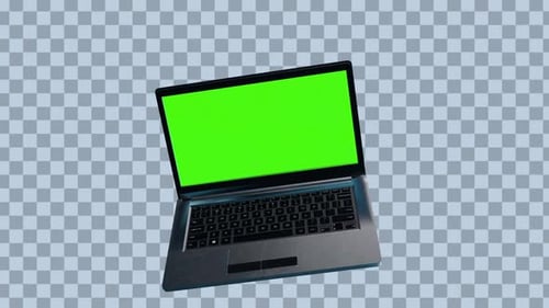 Rotating 3D Laptop with Green Screen Display