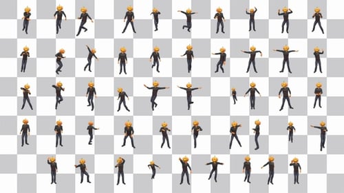 Animated 3D Pumpkin Head Halloween Character Actions Pack