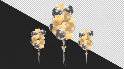 Animated Golden and Transparent Confetti Balloons Floating