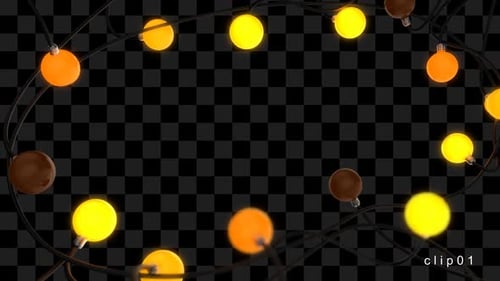 Festive Blinking String Lights Alpha Channel Animation