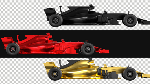 Pack Of 3 Speed F1 Car Loop Animation On Alpha Loop
