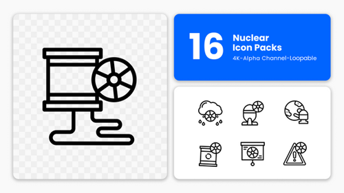 Animated Science Icons – Nuclear Power & Atomic Structures (4K Motion Graphics)