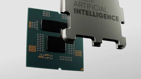 Computer CPU Processor Labeled Powered by Artificial Intelligence in 4K ...