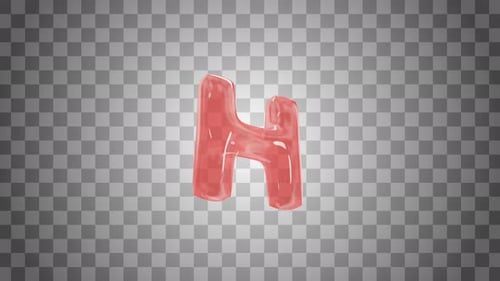 3D Glossy Red Letter H Inflation Animation