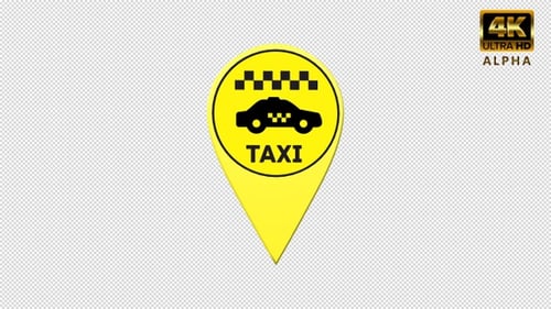 3D Rotating Taxi Map Pin Icon