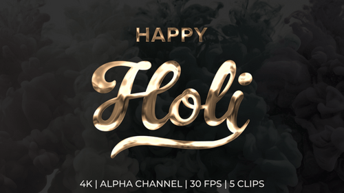 Fluid Liquid Happy Holi Text Reveal Animation Pack
