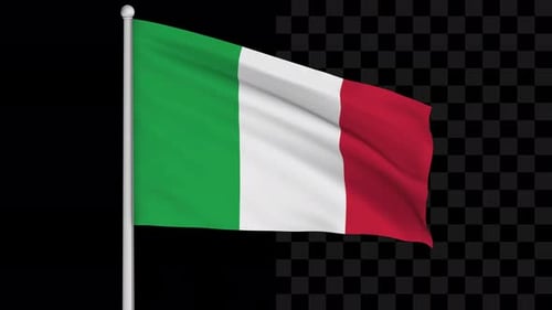 Realistic Waving Italy Flag on Transparent Background