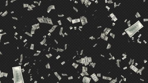 Endless Falling One Hundred Dollars Animation on Alpha Channel