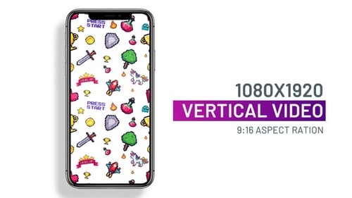 Retro Arcade Games icons seamless pattern looping background animation for social media posts