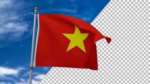 Realistic Waving Flag of Vietnam with Alpha Channel