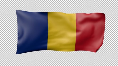 Rumänien, wehende Flagge, transparent, Alpha