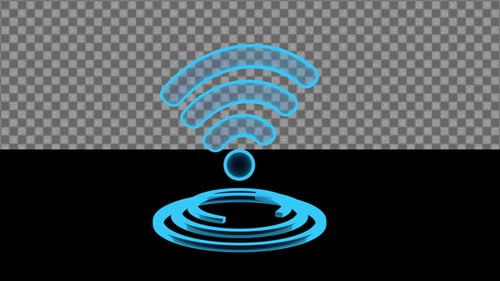 3D Neon Wifi Hotspot Symbol Rotate Animation | Alpha Loop