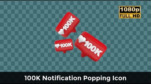 3D Animated Social Media 100K Like Notification