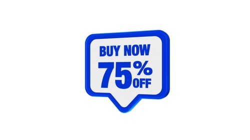 Animated 75 Percent Off Discount Speech Bubble