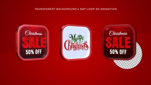 Animated 3D Christmas Sale and Merry Christmas Badge