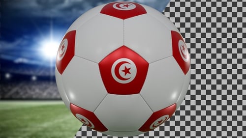 Rotating Tunisia Flag Soccer Ball 3D Animation