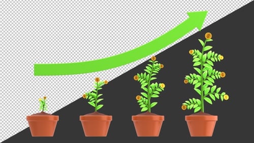 3D Business Growth | Alpha Channel