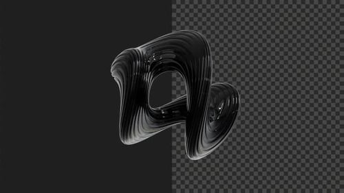 3D-Videoanimationsobjekt mit schwarzen glänzenden Bändern