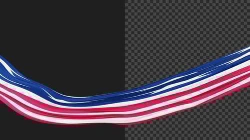 Waving Red White Blue Fabric Ribbon Element