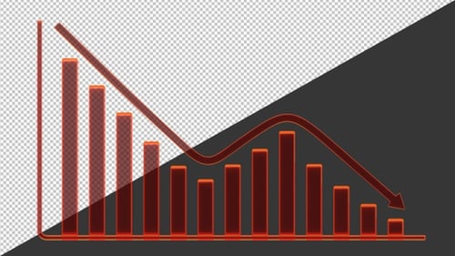 3D-Animation des Geschäftsdiagramms nach unten | Alpha Channel
