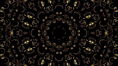 Elegant Golden Ornamental Kaleidoscope Seamless Loop Background