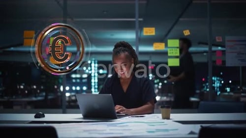 Digital Euro Holographic Symbol HUD Element