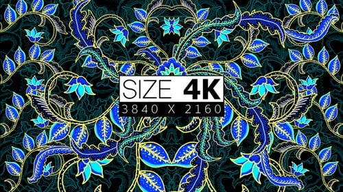 Animated Blue Floral Ornate Pattern Background Loop