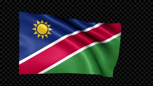 Waving National Flag of Namibia with Realistic Fabric Movement