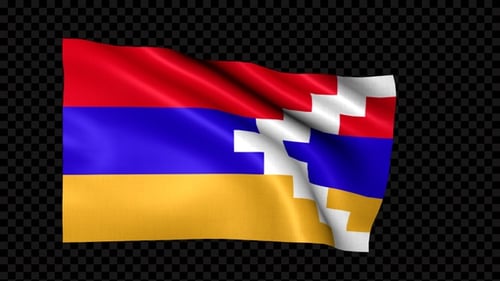 Artsakh Flag Waving Loop with Alpha Channel