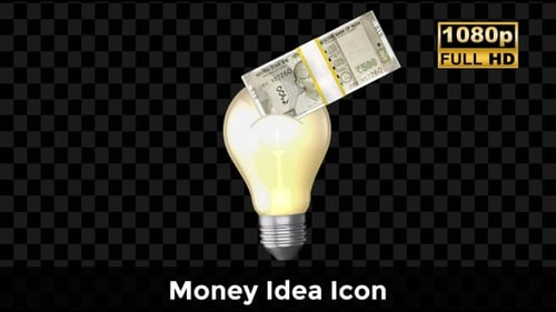 Animated Lightbulb Generates Money, Creative Business Concept