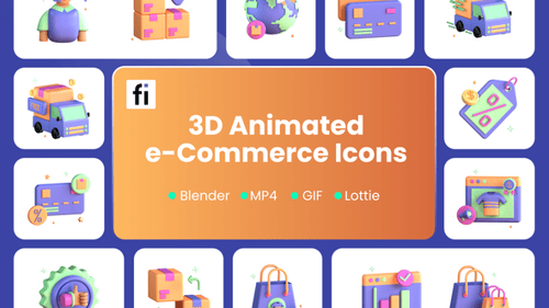 Modern 3D Animated E-Commerce Icons Set for Online Shopping
