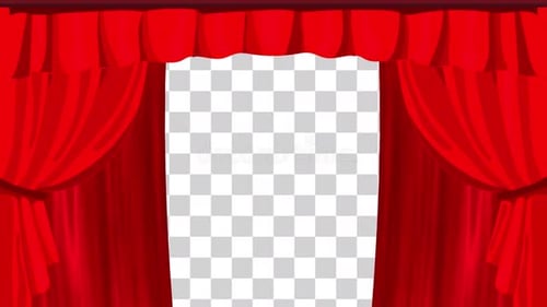 Red Theater Curtains Opening Stage Reveal Transition Animation