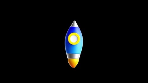 Modern 3D Animated Blue Rocket Spaceship Loop