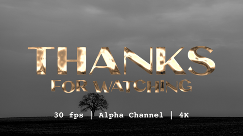 Animated 3D Metallic Thanks for Watching Text Outro