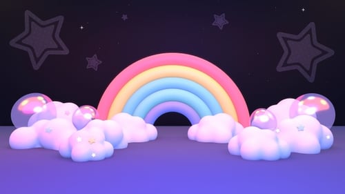 Pastel Rainbow and Twinkling Stars Dreamy Loop Background