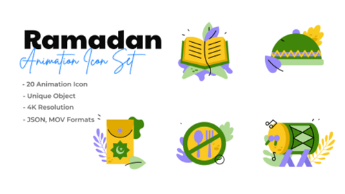 Flat Design Animated Ramadan and Eid Holiday Icons