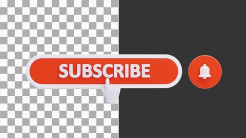 Animation 3D du bouton d'abonnement Youtube | Alpha Channel