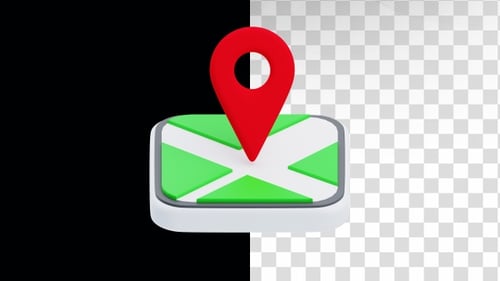 Animación 3D de la navegación por pines del mapa