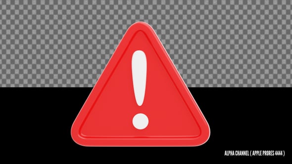 3D Warning Alert Sign Animation | Alpha Loop, Backgrounds Motion ...