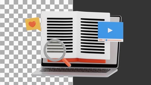 3D Animation of Online Course Laptop | Alpha Channel