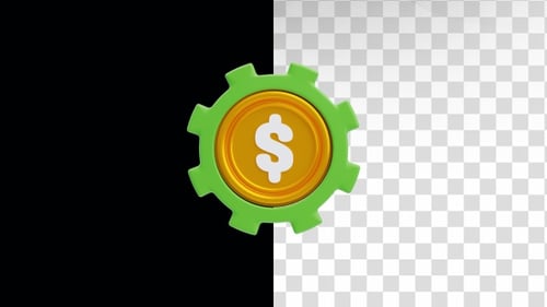 3D Rotating Gear and Dollar Coin Icon Animation