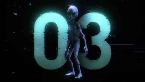 Alien Digital Glitch Countdown-Paket