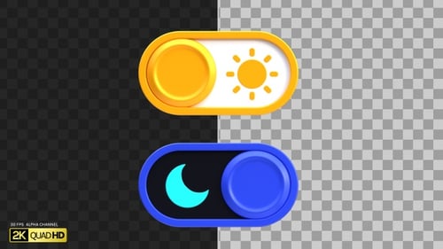 3D Dark Mode Toggle Switch | Alpha Channel