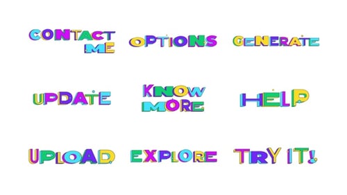 Set de animación de palabras web multicolor Bouncy