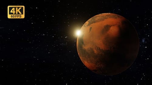 Rotating Red Planet Mars in Deep Space Animation