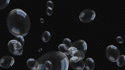 Floating Transparent Realistic Bubbles Upwards Animation
