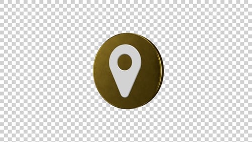 3D Golden Location Pin Icon Rotating Animation
